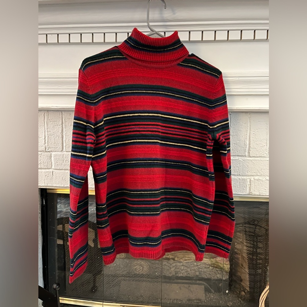 Vintage Lauren Ralph Lauren Lambswool Sweater Red Plaid Turtleneck